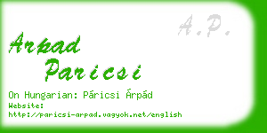 arpad paricsi business card